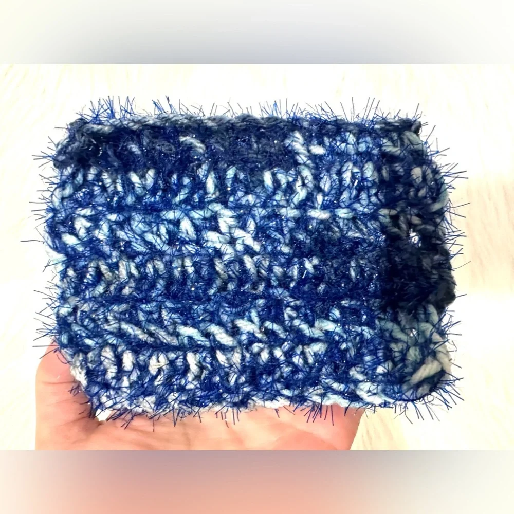Two Crocheted Handmade Potholders Trivets and Dish Scrubbie Washable Blue NEW